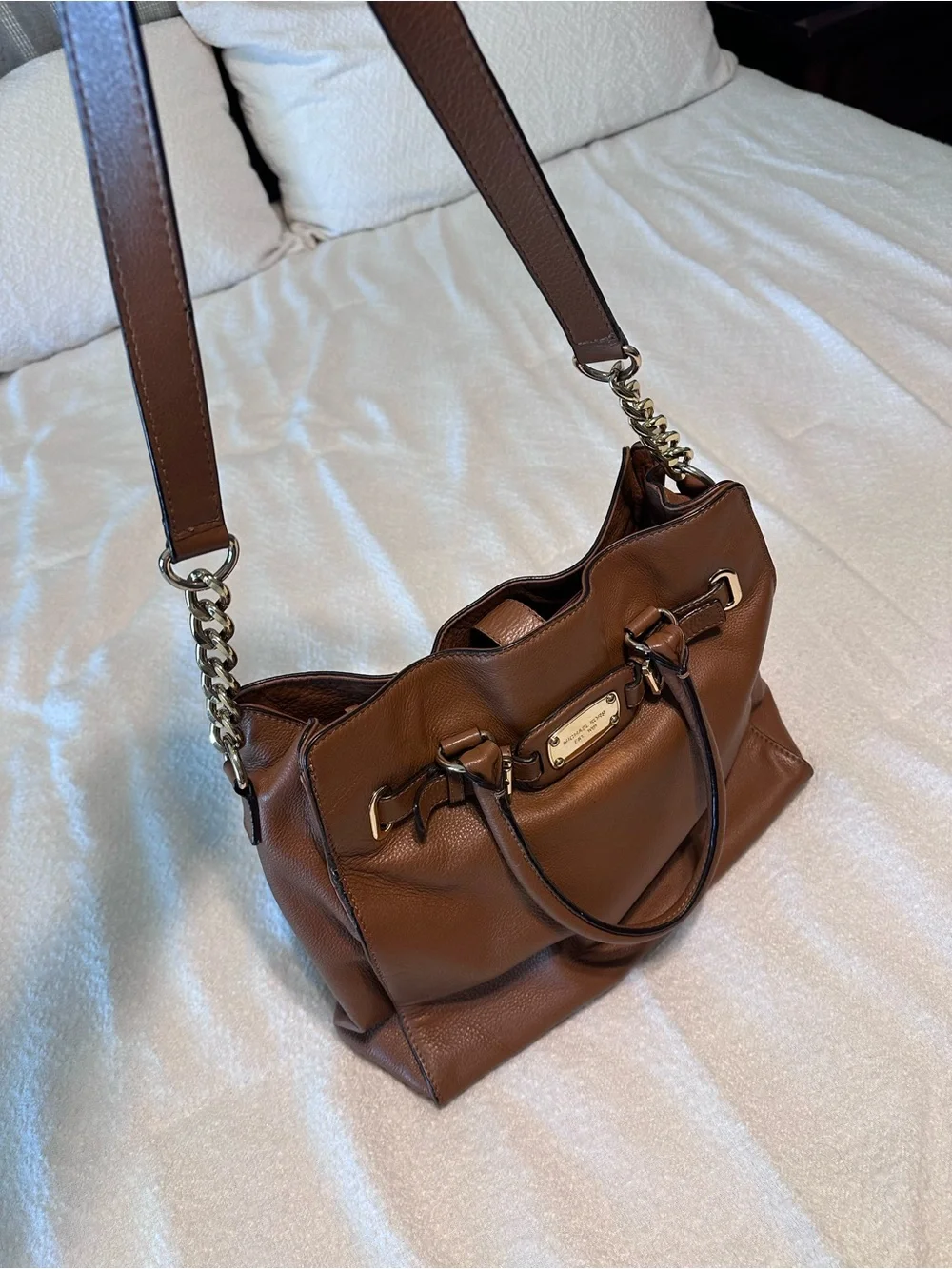 Michael Kors Cognac Brown Leather Satchel with Top Handles
